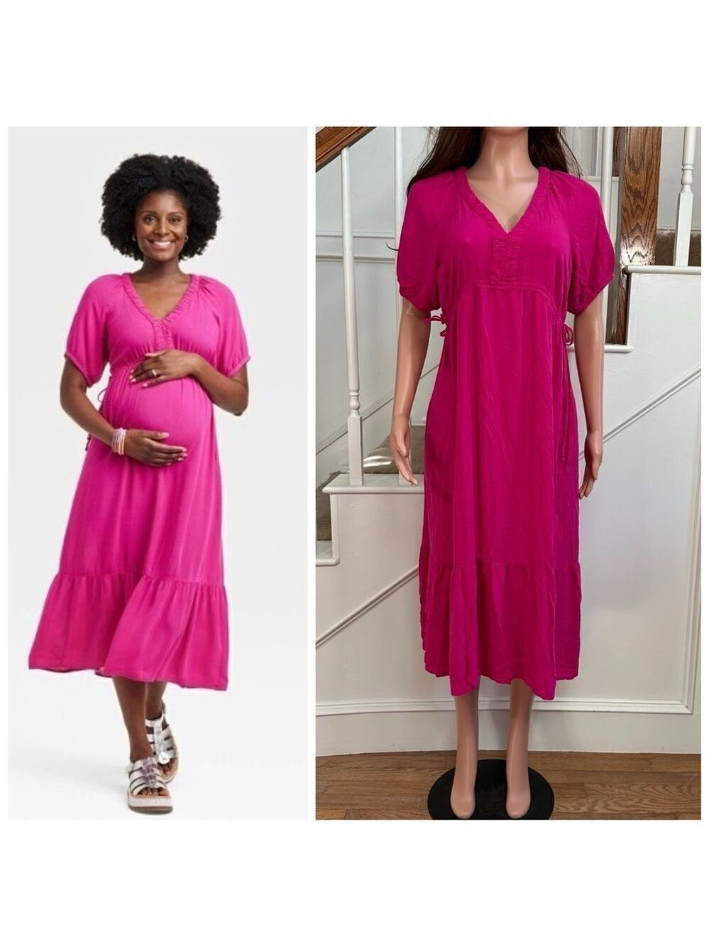 Hot pink maternity flattering dress